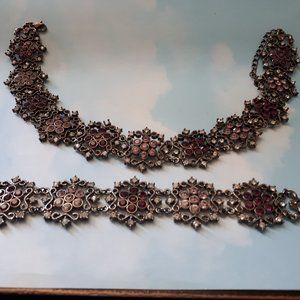Choker & Bracelet Set - Pink and Purple stones